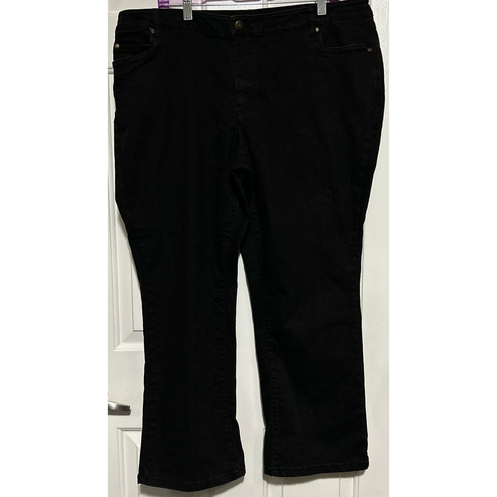 Denim 24/7 Women's Black‎ Wide Leg High Rise Jeans Size 20W Petite